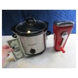 Small/Med Crockpot & Red Hand Ice Crusher Kitchen