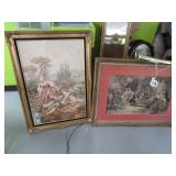 Lot (2) Victorian Type Lg Wall Artwork Embroidery