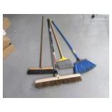 Lot (4) Push & Regular Brooms