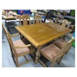 Antique 7pc Dining Set Table/Chairs 62"x38" w/ 2ex