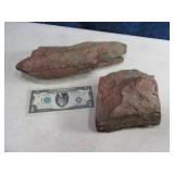 Lot (2pcs) Red Petrified Wood 6"&12" Rocks