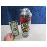 Vintage Glass 8" Cocktail Mixer Shaker w/ Graphics