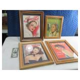 Lot (4) Framed ROMANCE Vtg Magazines