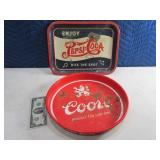 Vintage Metal PEPSI & COORS Trays AS IS