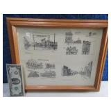Framed Colorado Landmarks Stamped Artwork