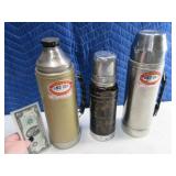 Lot (3) Vintage Metal Thermos AS IS