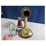Vintage Look Usable Brass/Wood Telephone Stick