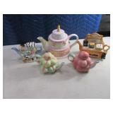 Lot (5) Cute Modern Pottery Teapot Collection