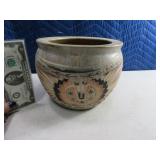Nice 8" Potttery Pot w/ Cutout Art Front