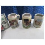 Lot (3) Beer Steins Budweiser Horse~Other