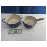 Lot (2) Blue LE CREUSET 7" Blue Cast Enamel AS IS