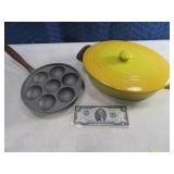 2pc Yellow 10" Casserole & Alumimum EggPan Cookers