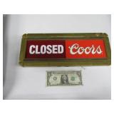 COORS Poly Vintage OPEN/CLOSED Door Sign 16"x6.5"