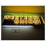 Neon WESTERN UNION Wall Sign working 2sided