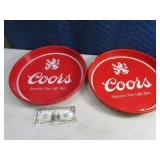 Lot(2) Metal Classic Red Coors Beer Trays as is