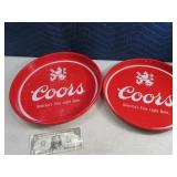 Lot(2) Metal Classic Red Coors Beer Trays As Is