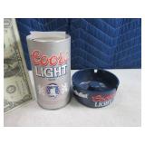 Vtg Coors Light Ashtray & Note Can Dispenser