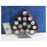 15pc SpEd Poker Chip Set in Frame Cars~Ladies~Cycl