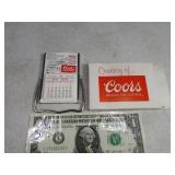 Unused 1974 Coors Tabletop Calendar Boxed