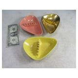 Lot(3) Early COORS BeanShaped Pottery Ashtrays