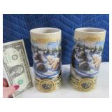 2pc Coors Steins Banquet Beer River Scene 3D