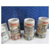 3pc Coors Steins: Car~Building~Buggy~Bottles