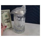 German NFL Glass Engraved 7" Stein w/ Lid