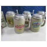 5pc Classic 6" Heavy Steins w/ Flip Lids