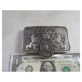 Coors Premium Beer Embossed Belt Buckle slvr NICE