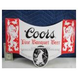 Coors Fine Banquet Beer Tin vtg Sign 20"x16"ish