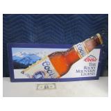 Coors RkyMtnLegend Shaped Tin Sign 30"x16"ish