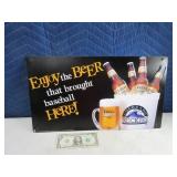 CoorsExtraGold CO ROCKIES Brought BB Here Tin Sign