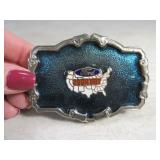 Belt Buckle: FORD Country USA Vtg Blue Retro