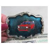 Belt Buckle: Vintage GMC Suburban Inlaid Blueish