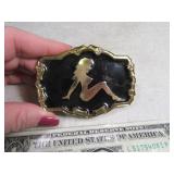Belt Buckle: MUD FLAP GIRL Blk/Gold Vintage 1of3
