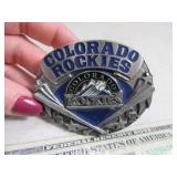Belt Buckle: CO ROCKIES BlueBack Inlaid #d Sign1o3