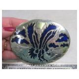 Belt Buckle: FLYING EAGLE Blue Silver Inlaid USA