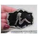 Belt Buckle: MUD FLAP GIRL Black Inlaid