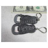 Lot(2) Metal COLORADO Keychains w/ Openers
