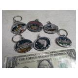Lot(6) Fancy Embossed Metal KeyChains