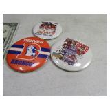 Lot(3) BRONCOS Vintage 3" Buttons