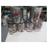 Lot(6) Metal COORS Collectors 1.3gal Beer Cans