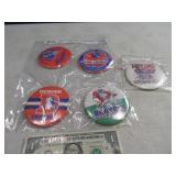 Lot(5) Vintage BRONCOS 3" Round Buttons Pins