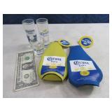 Lot CORONA Shot Glasses & Bottle ZipUps