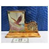 tabletop Wooden Eagle Polished Clock Decor