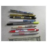 Lot(9) asst Coors advertising Pens & Pencils
