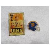 Vtg Elway & OldLogo Broncos Helmet Pins