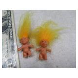 Early TROLL Doll Earrings yellow hair