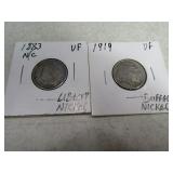 Lot(2) 1883 No Cents & 1919 Buffalo Nickels Coins