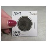 1847 US Large Cent Toned Braided Hair Rare?